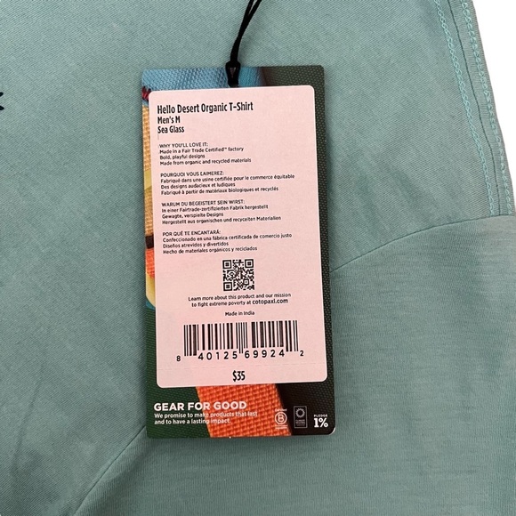 Cotopaxi Men’s Hello Desert Organic T-Shirt Sea Glass Blue - Size M - Picture 4 of 6